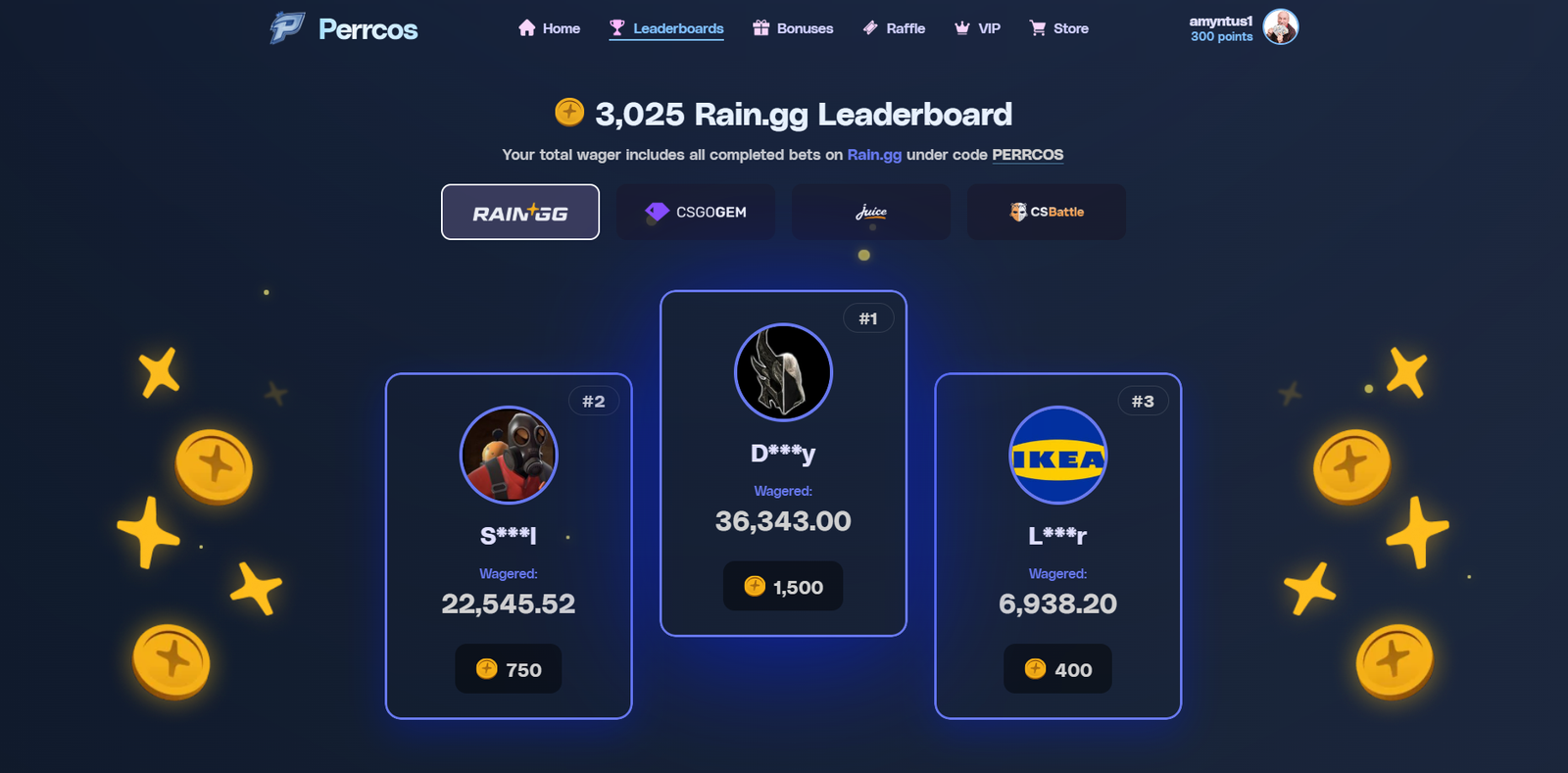 Main Leaderboard for Perrcos